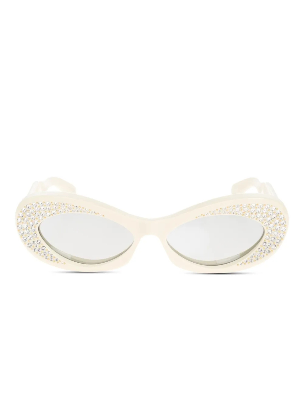 

VALENTINO GARAVANI EYEWEAR солнцезащитные очки в оправе 'кошачий глаз' со стразами, белый