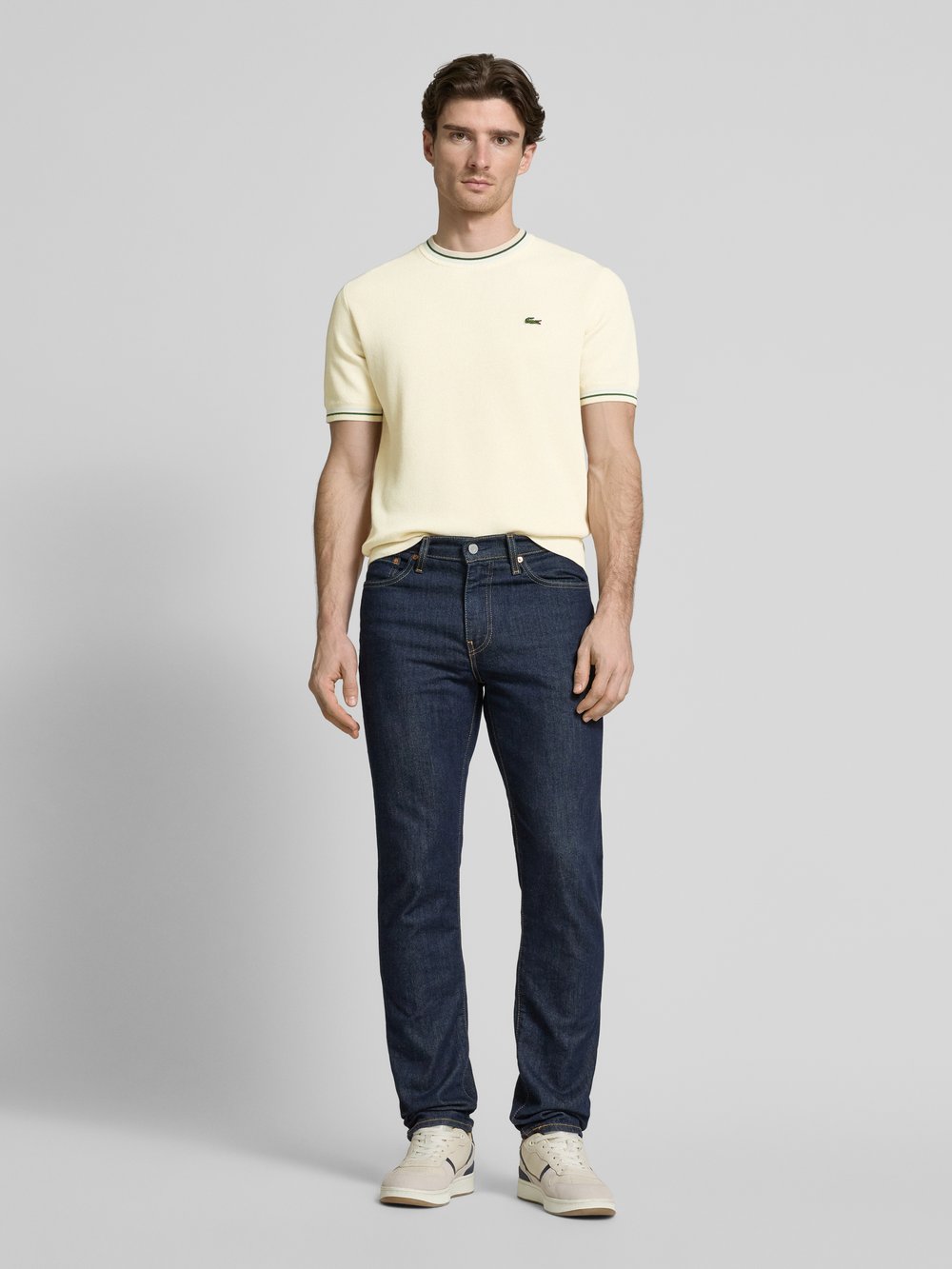 

Футболка с ребристыми манжетами Lacoste, кремовый