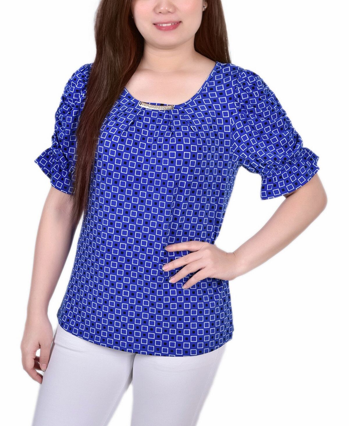 

Топ из фурнитуры Petite с манжетами на рукавах до локтя NY Collection