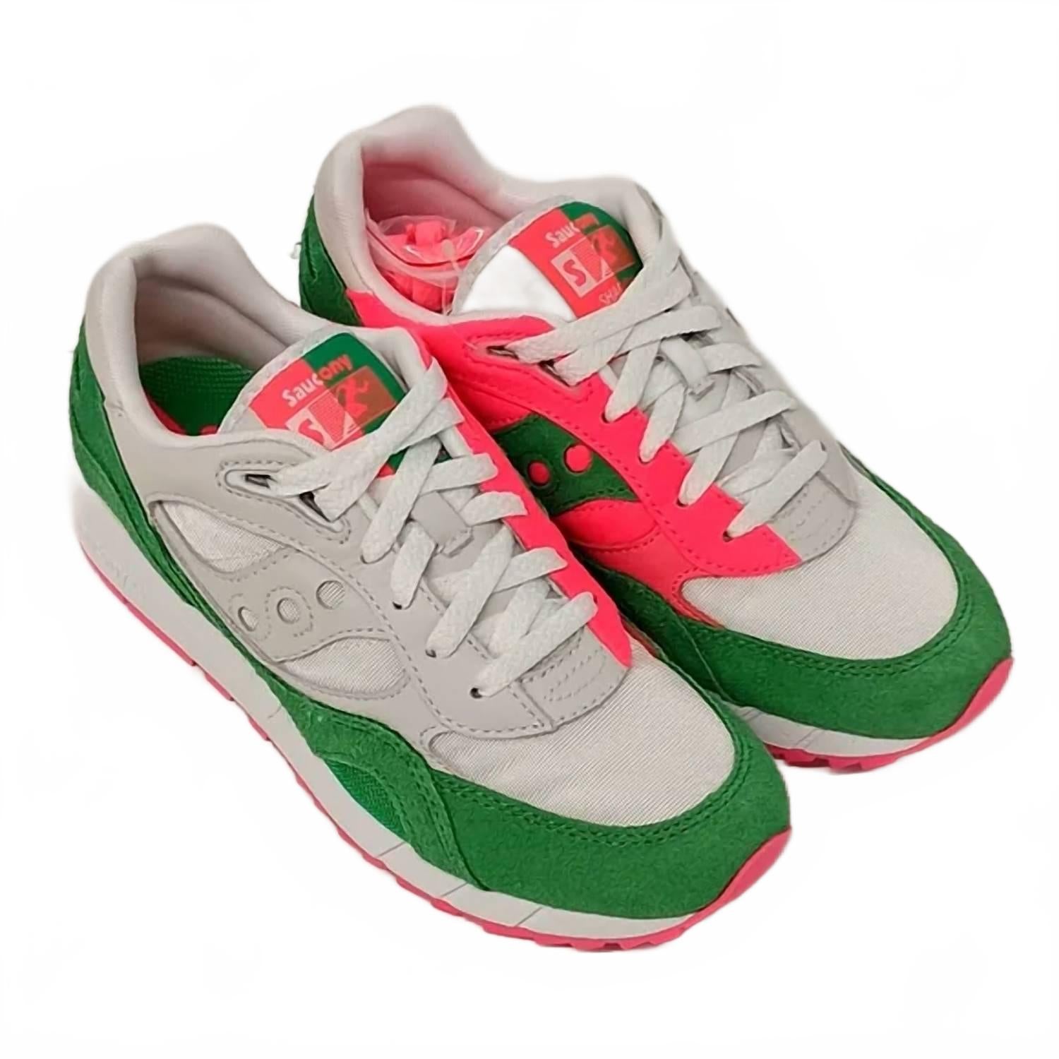 Женские кроссовки Shadow 6000 "split" низкие зеленые и белые SAUCONY