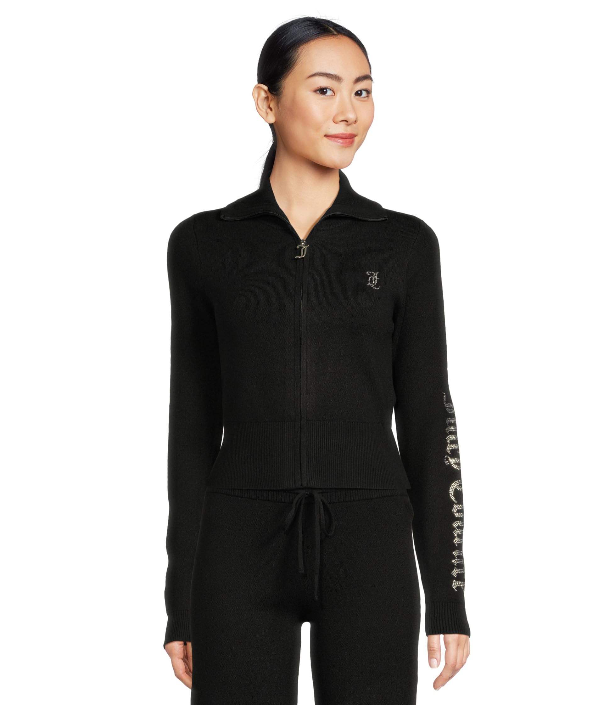 

Толстовка Juicy Couture Easy Fit Mock Neck Track Jacket, цвет Liquorice