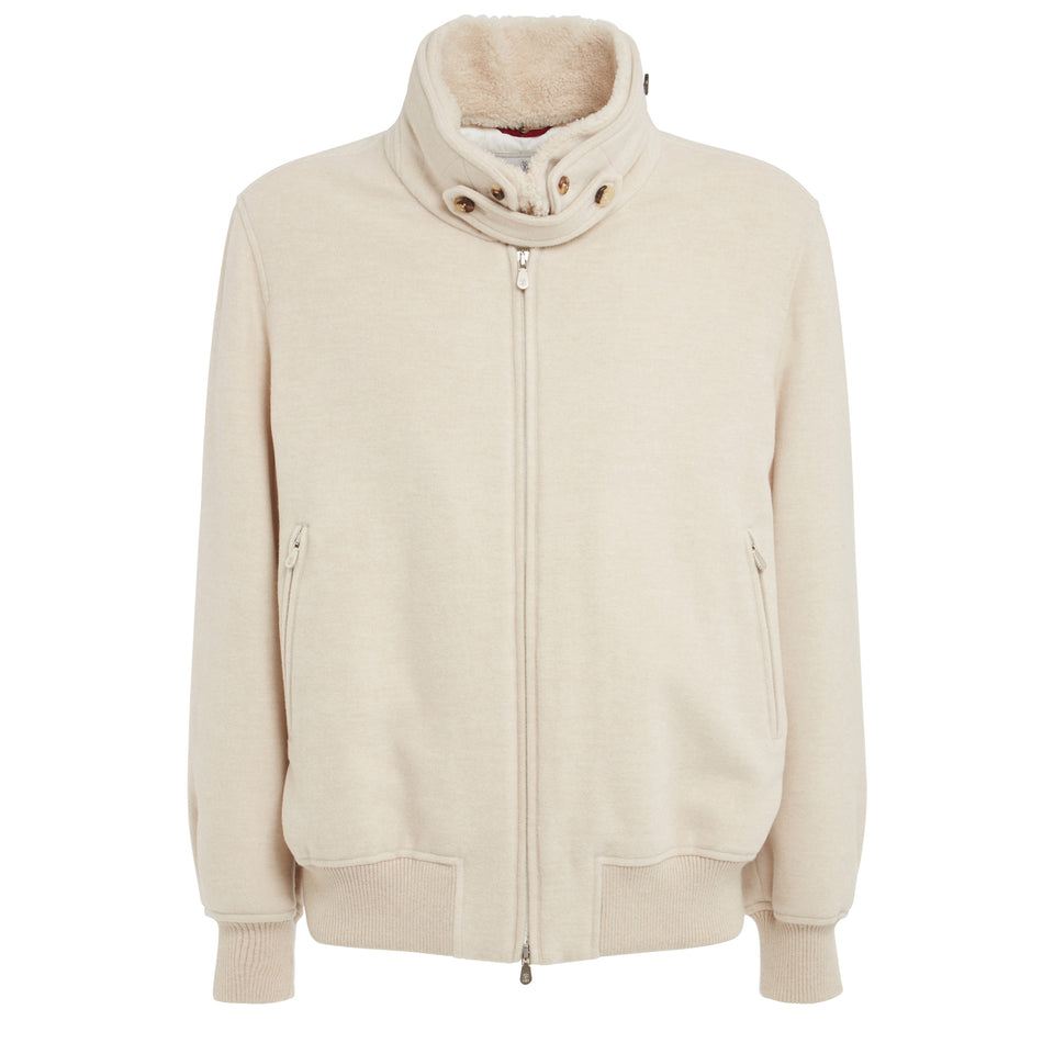 

Brunello Cucinelli Бомбер с высоким воротником, Beige