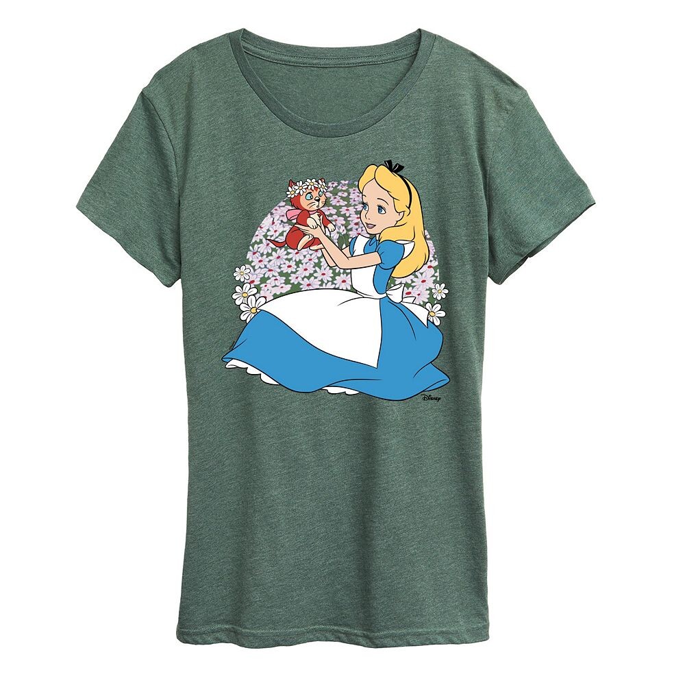 

Женская футболка с рисунком Disney's Alice in Wonderland Alice & Dinah, цвет Heather Green