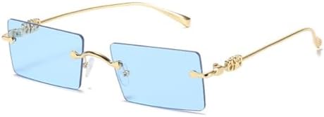 

Солнцезащитные очки без оправы прямоугольной формы для женщин и мужчин, градиентные солнцезащитные очки с защитой от УФ-излучения UV400, ретро-солнцезащитные очки без оправы MTZJH, 3