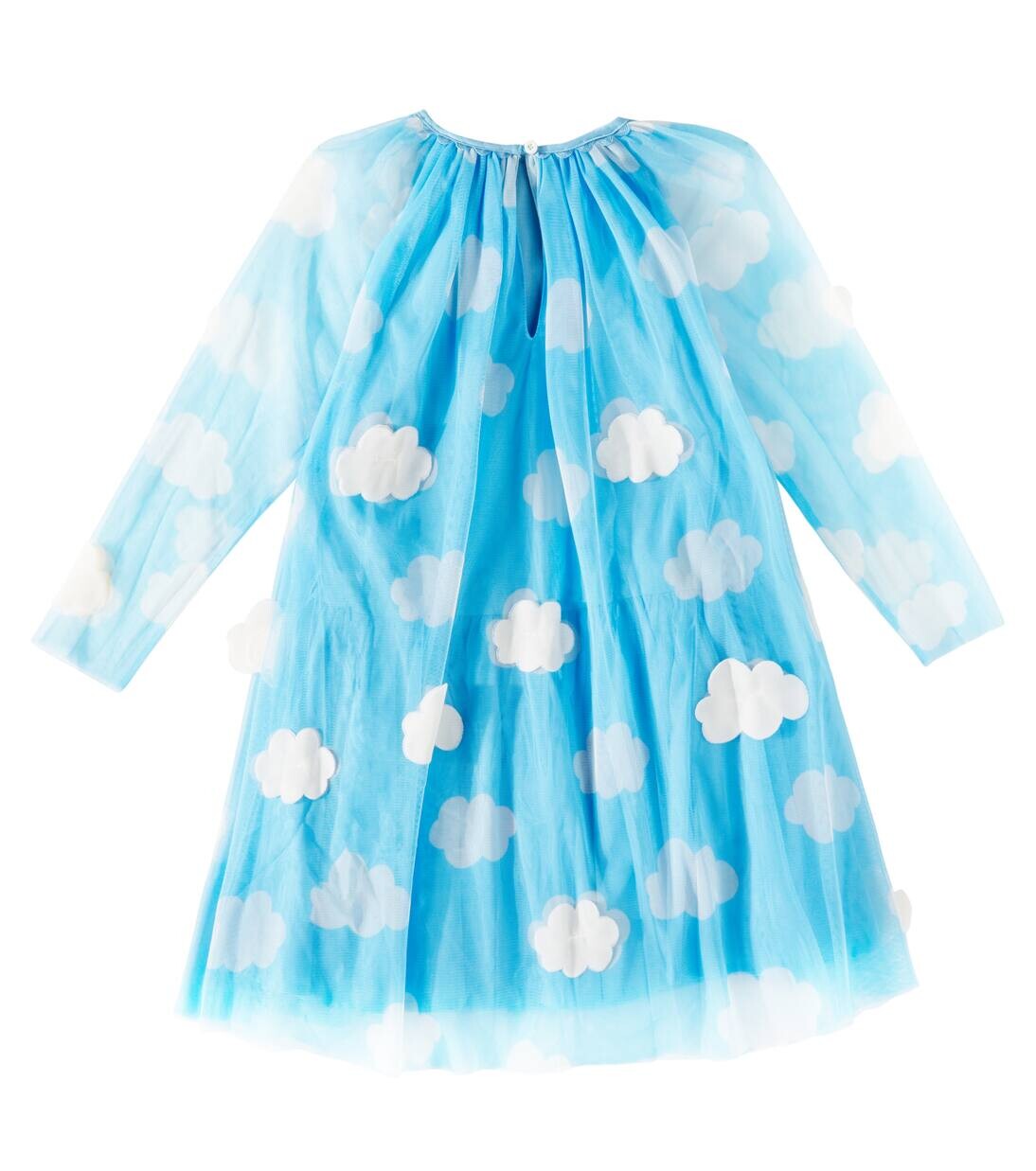Платье из тюля с аппликацией и принтом Stella Mccartney Kids, цвет light blue/white — фото 3