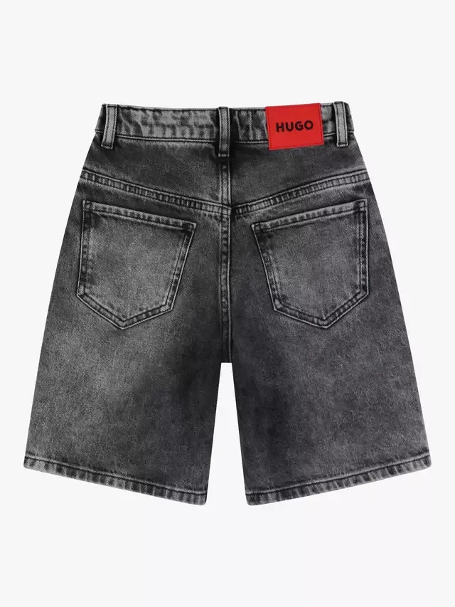 Детские джинсовые шорты HUGO, черные HUGO BOSS — фото 2