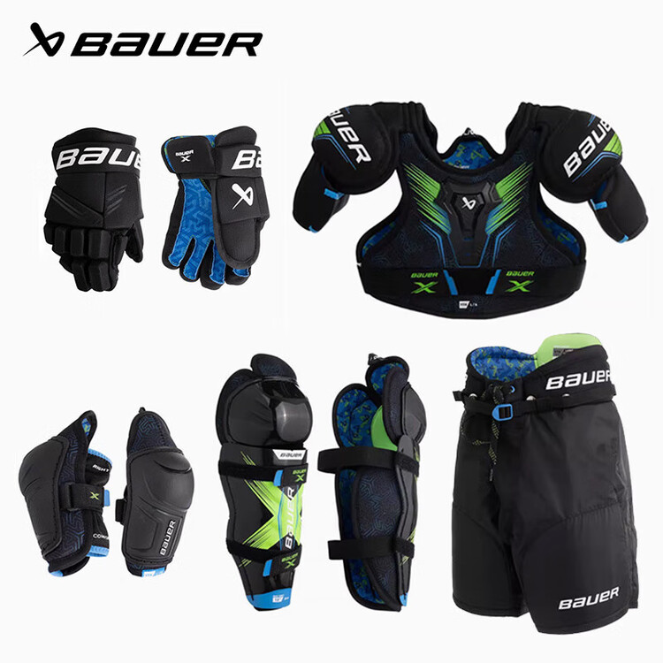 

He Jiagong Полный набор для айсбола S24 X, детский и юниорский комплект для роликов и сухого льда [5 предметов], защита груди, локтей, ног, штаны и перчатки