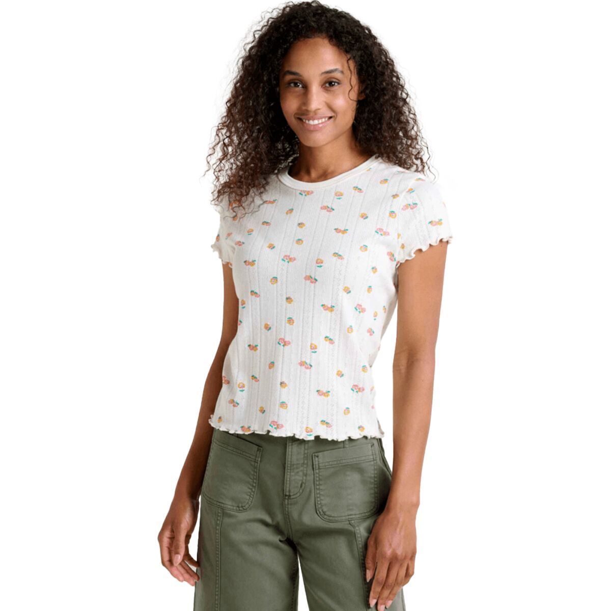 

Футболка для малышей с ажурной вязкой Foothill Toad&Co, цвет salt nasturtium print