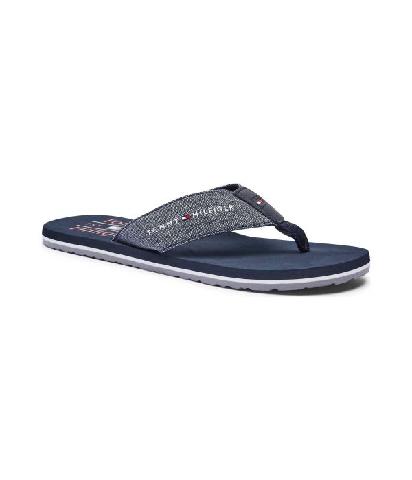 

Пляжные тапочки из льна и шамбре Tommy Hilfiger, синий