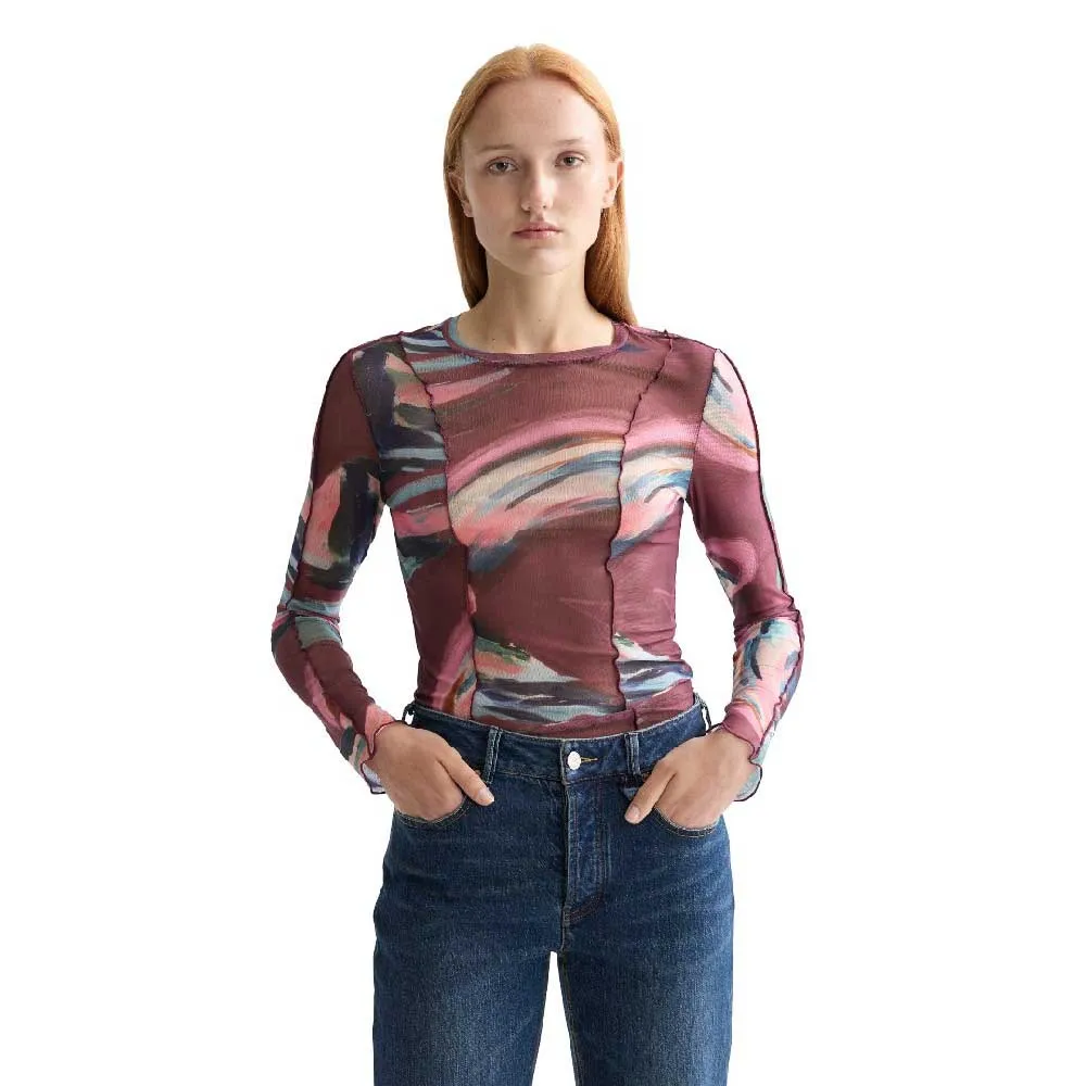 

Футболка с длинным рукавом Scotch & Soda All Over Printed Mesh, розовый