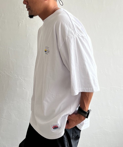 

NO NEED Футболка с принтом NYC, плотность ткани 200 г/м², большой размер, белый