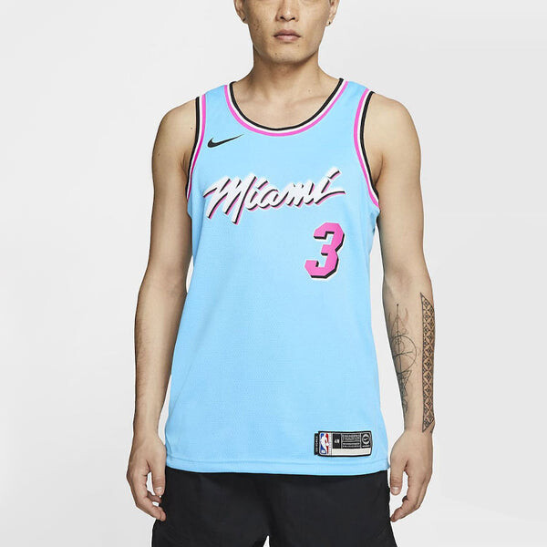 Майка Nike NBA SW 19-20 Miami Heat Dwyane Wade 3 ViceWave City Edition Swingman Jersey Blue, синий — фото 4