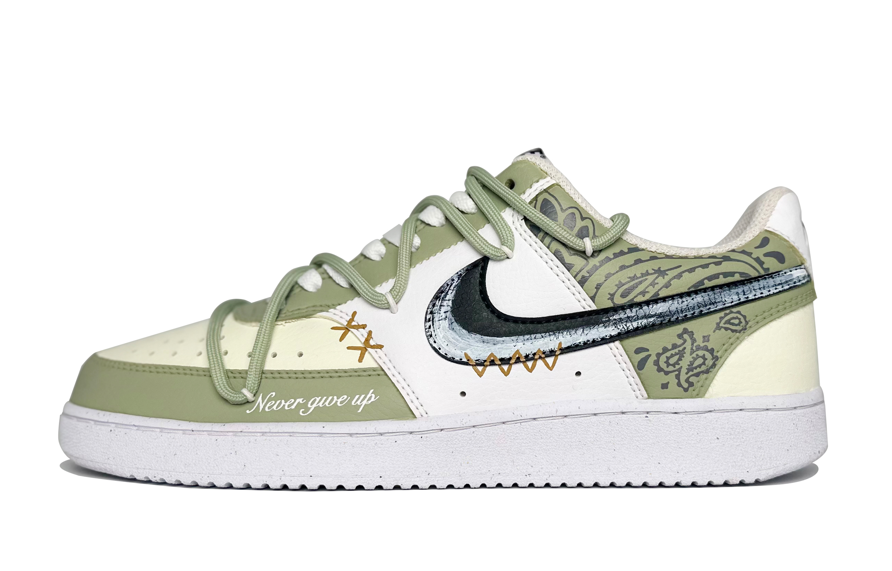 

Nike Кроссовки Court Vision 1 Matcha Cashew Nut Coverage с низким верхом, противоскользящие и износостойкие, мужские, для скейтбординга, зеленые, желтые