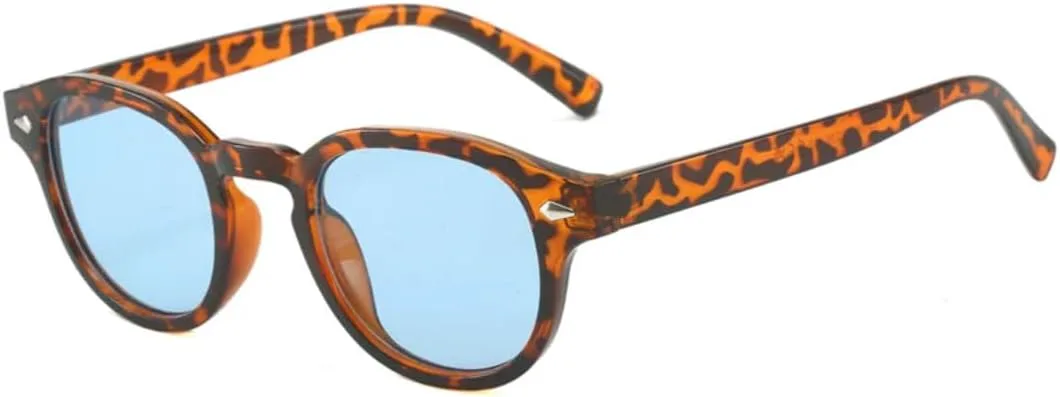 

Винтажные круглые солнцезащитные очки для женщин и мужчин, роскошные, в стиле ретро, ​​с заклепками, линзы, защита от УФ-излучения UV400 VFDHN, Leopard Gradientblue