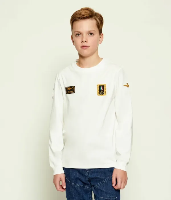 Лонгслив regular fit Aeronautica Militare, экрю