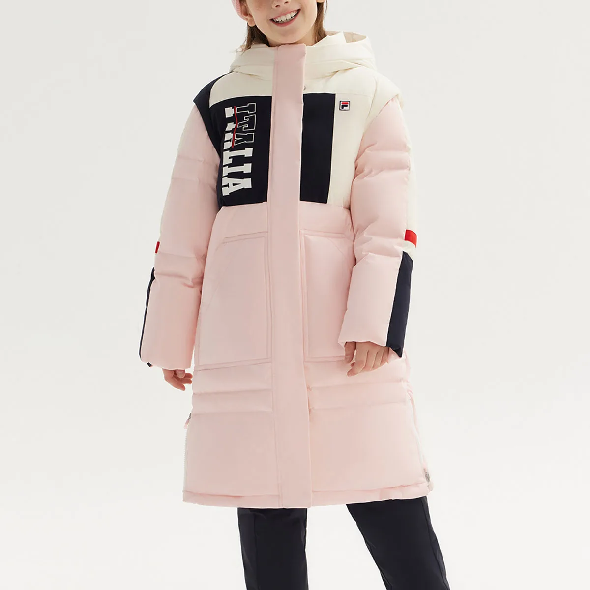 Детская пуховая куртка с капюшоном FILA KIDS, Loli Pink — фото 4