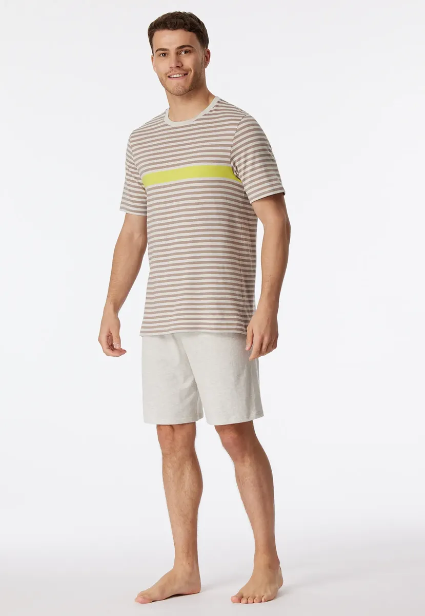 

Schiesser Shorty "Casual Nightwear" (2 шт.) с цветными контрастными полосками и круглым вырезом в рубчик, серый