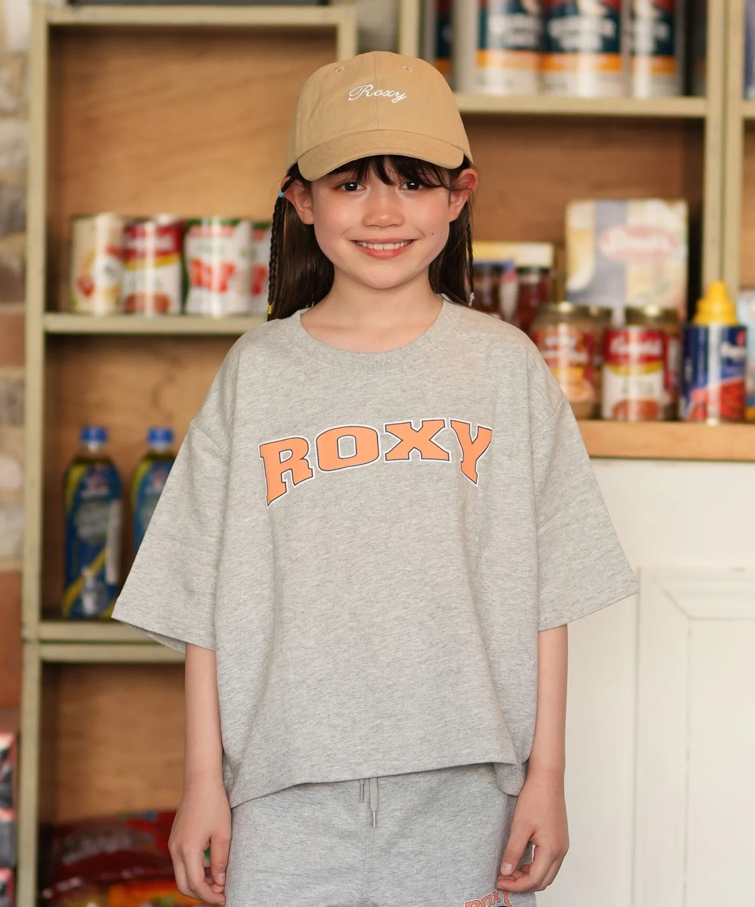 Детская футболка ROXY MINI WAVE CLUB с логотипом серого меланжа