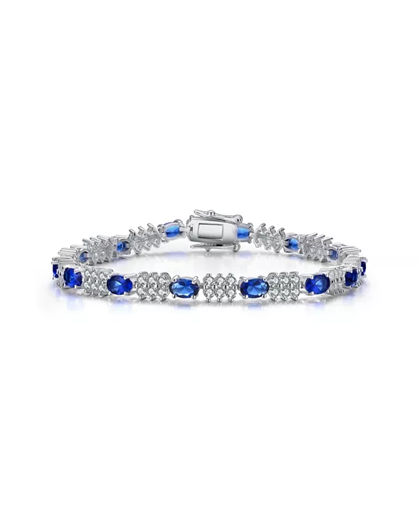 

Классический теннисный браслет с покрытием из белого золота Rachel Glauber, blue