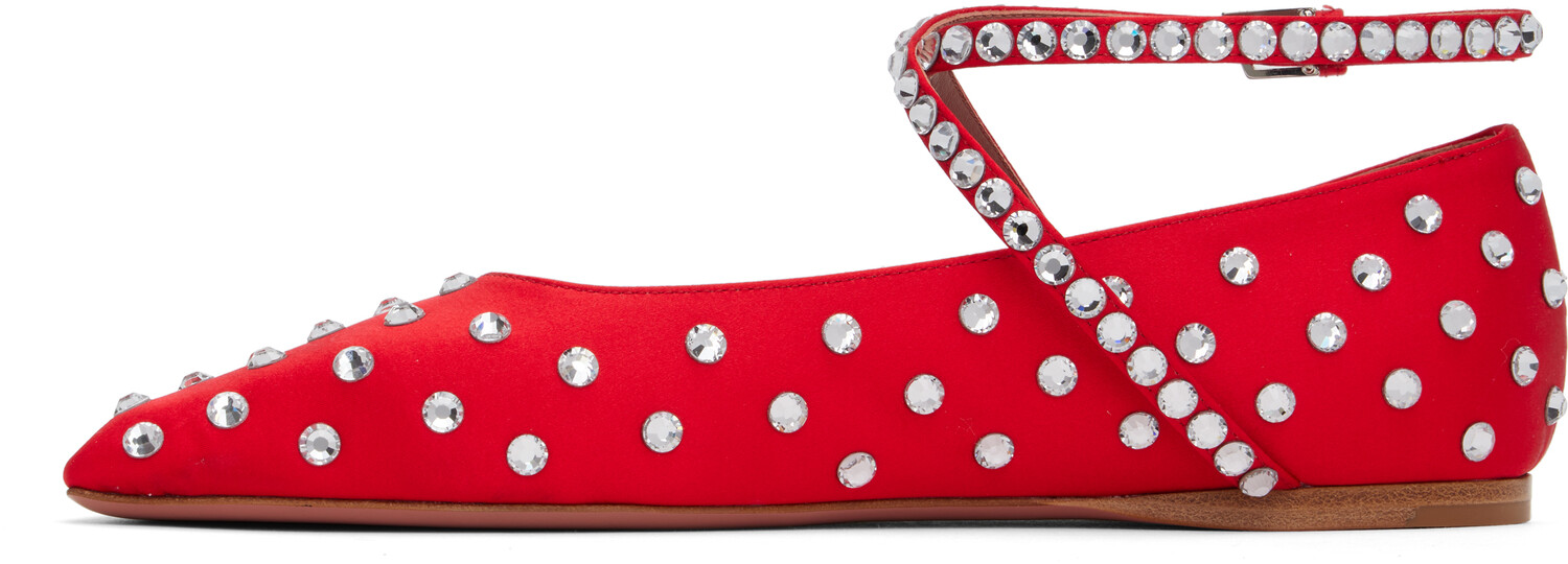 Балетки Ane Crystal Lace Up Ballerina Flats Amina Muaddi — фото 3
