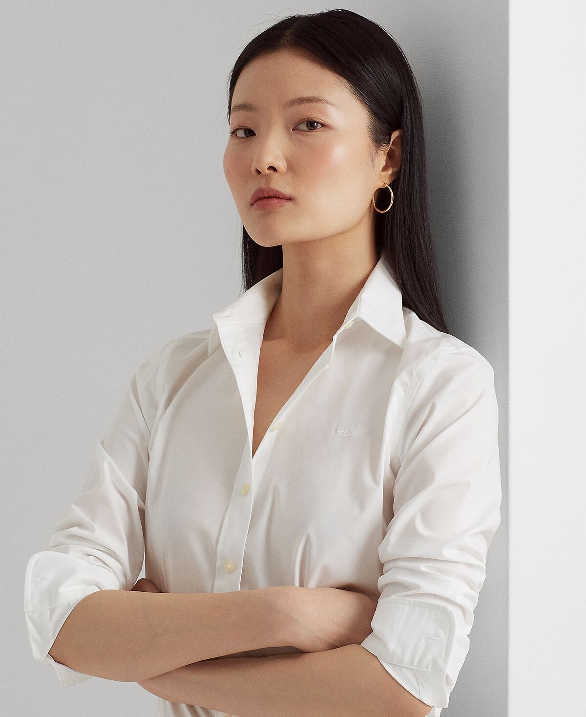 Рубашка прямого кроя без глажки, стандартная и миниатюрная Lauren Ralph Lauren, белый — фото 4