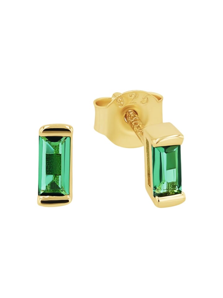 

Amor Серьги-гвоздики из стерлингового серебра 925 пробы, покрытые желтым золотом зеленого цвета