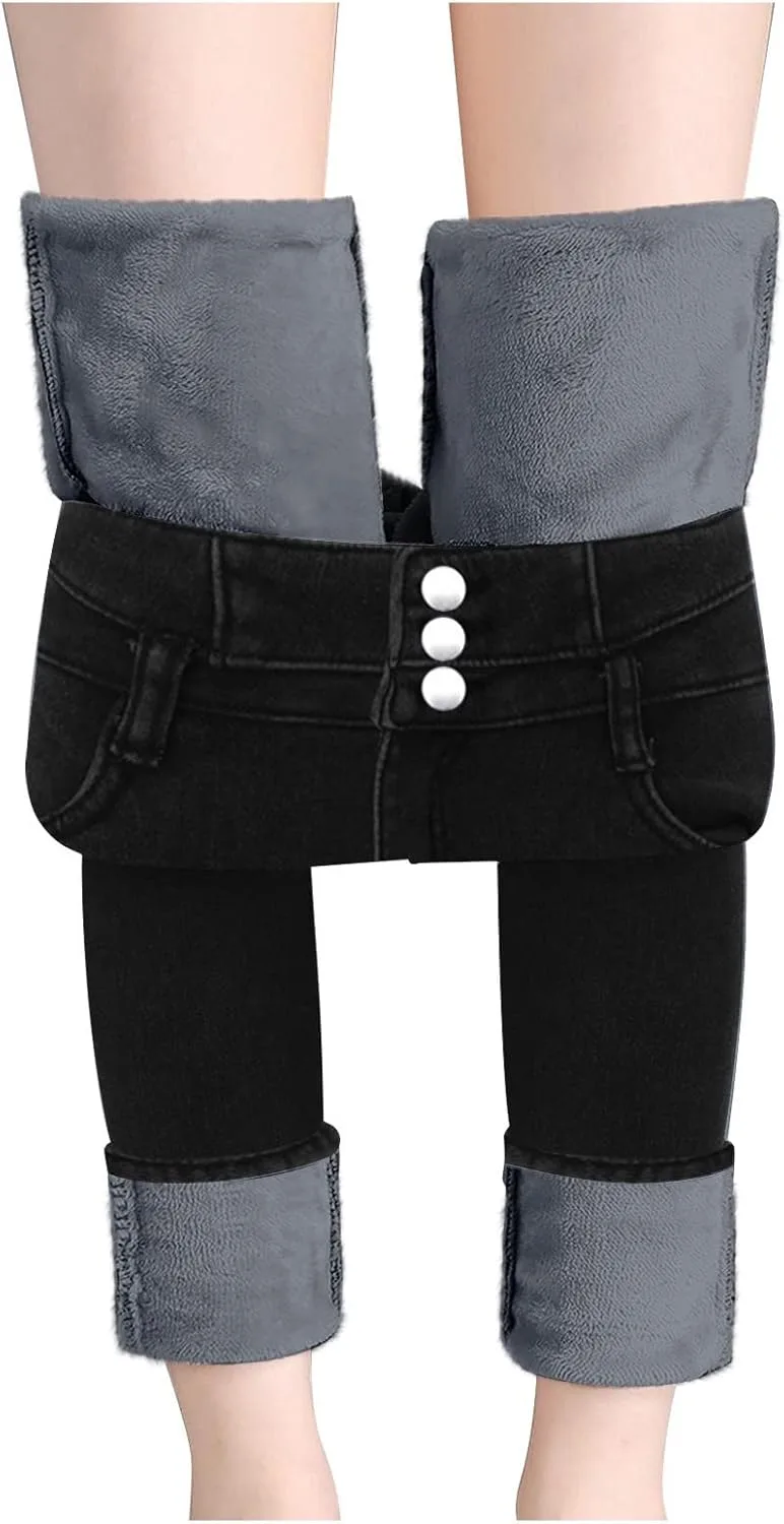 

Женские джинсы из флиса High Waisted, утепленные, Stretch Slim Fit