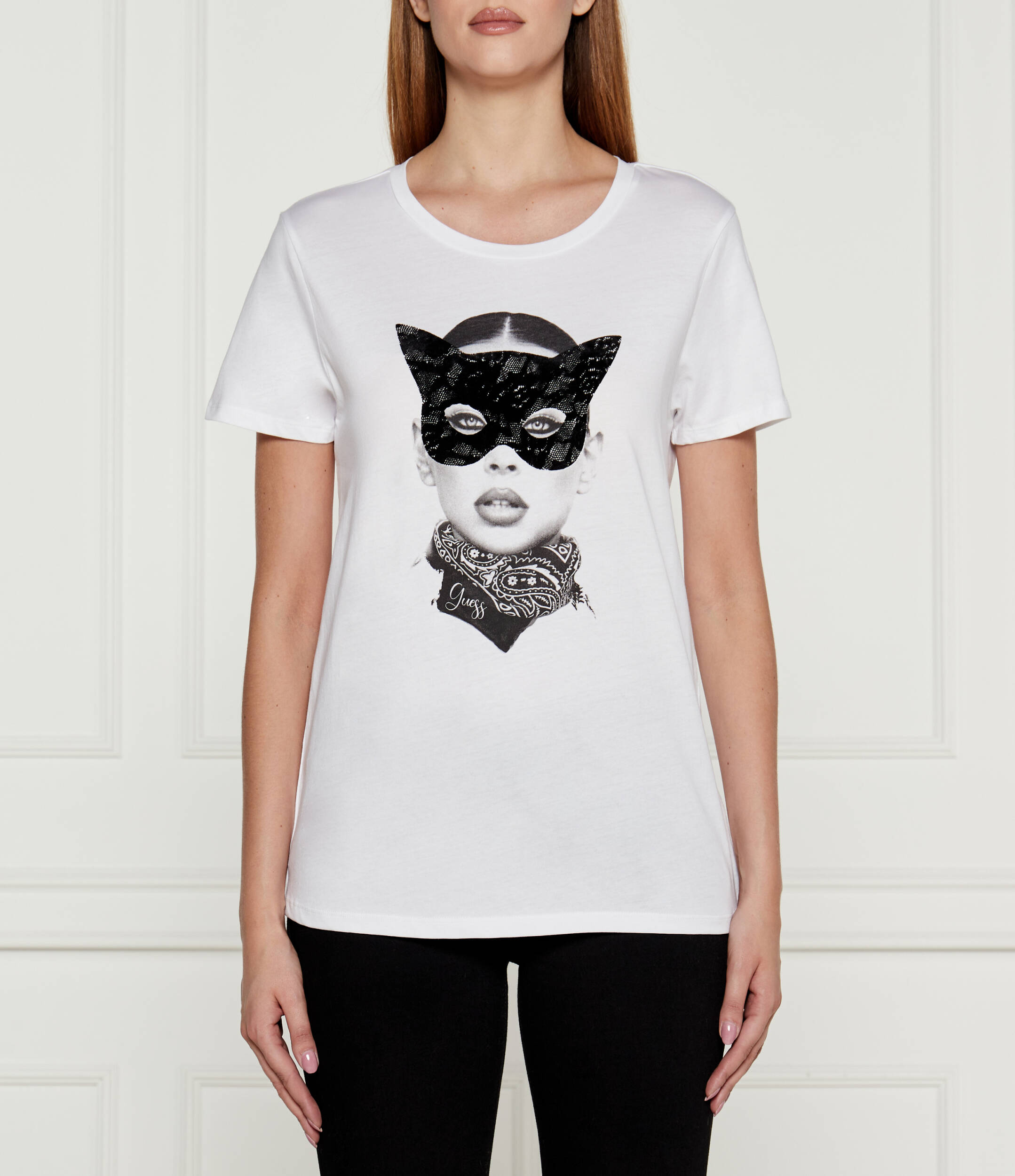 

Футболка GUESS CAT MASK Regular Fit, белый