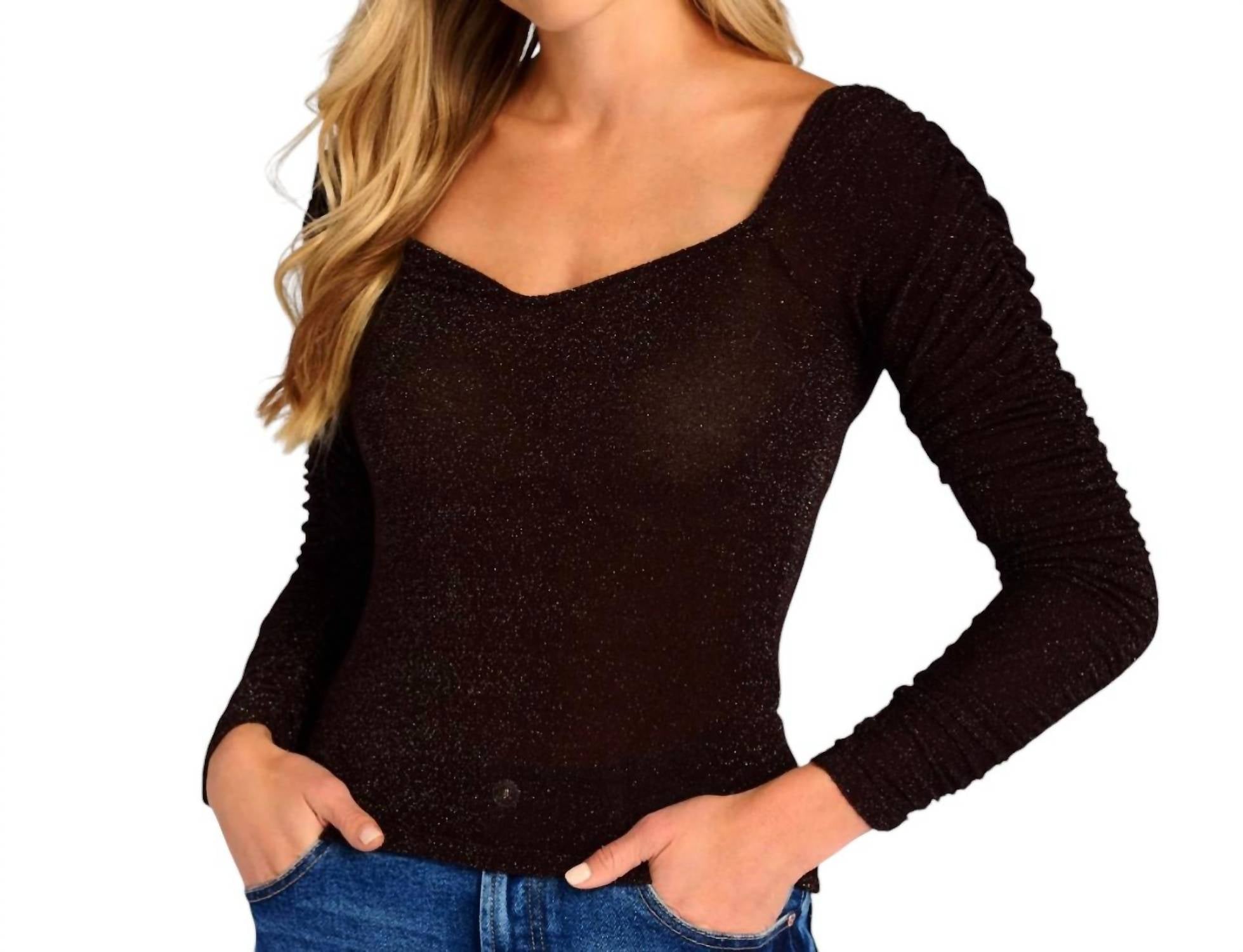 

Топ Desire Sweetheart с длинными рукавами и люрексом в черном цвете PROJECT SOCIAL T