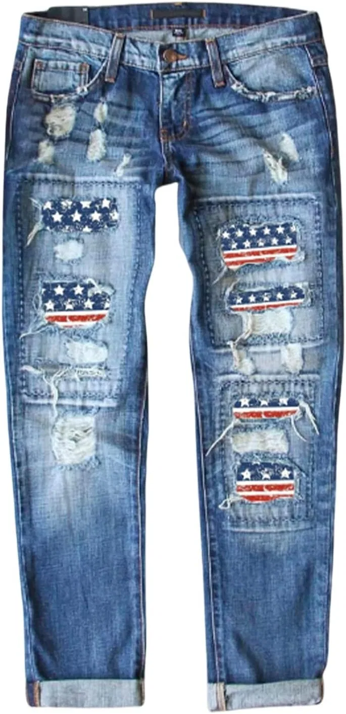 Джинсы с потертостями, boyfriend, Light Blue-c