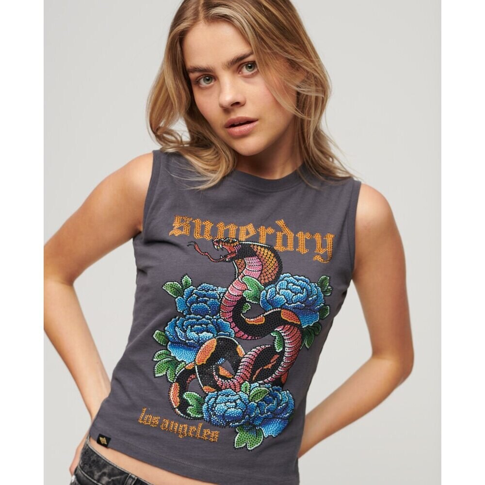Футболка Superdry Tattoo Rhinestone Tank , Разноцветный — фото 3