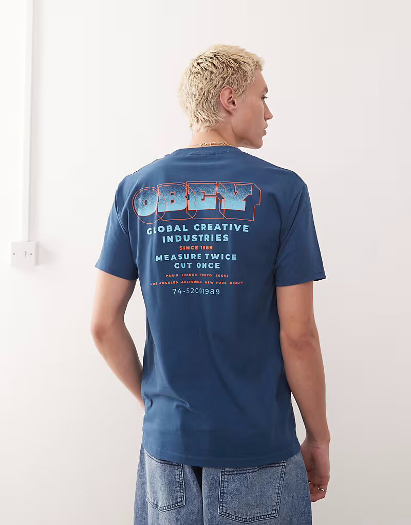 

Футболка Obey с принтом «Mear Double» на спине в цвете Harbour Blue