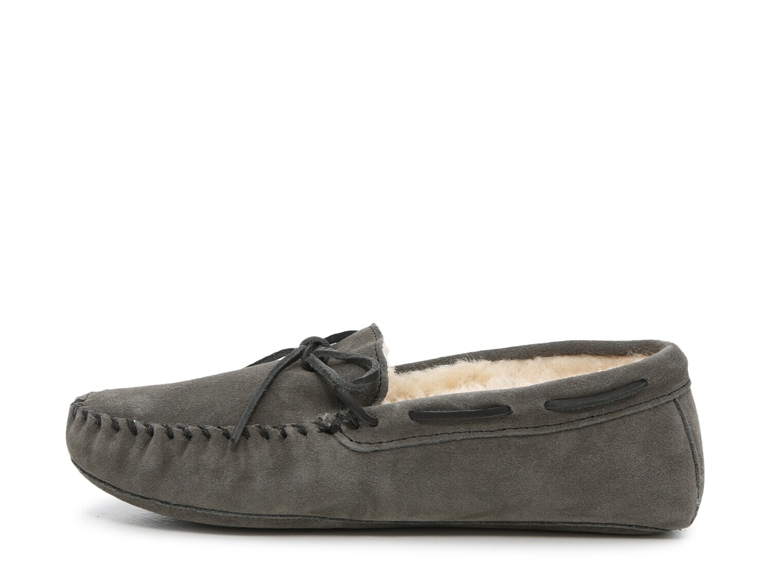 Тапочки-мокасины из овчины Minnetonka Sheepskin Softsole, серый — фото 3