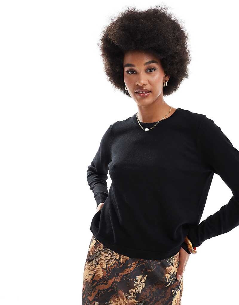 

Vero Moda Tall – Черный вязаный свитер с круглым вырезом