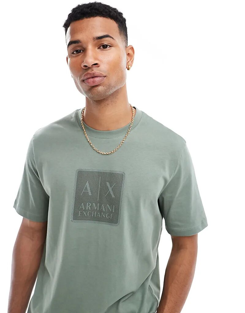 

Футболка с квадратным логотипом зеленого цвета Armani Exchange