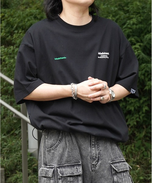 

Футболка с коротким рукавом, свободного кроя, с завязками и принтом спереди, унисекс INHABITANT, черный