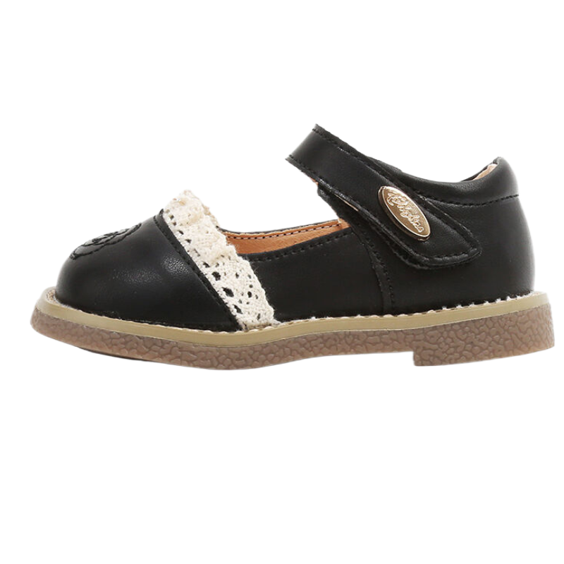 

Детские кожаные туфли с дышащим и противоскользящим верхом MAIBUXIONG, черный