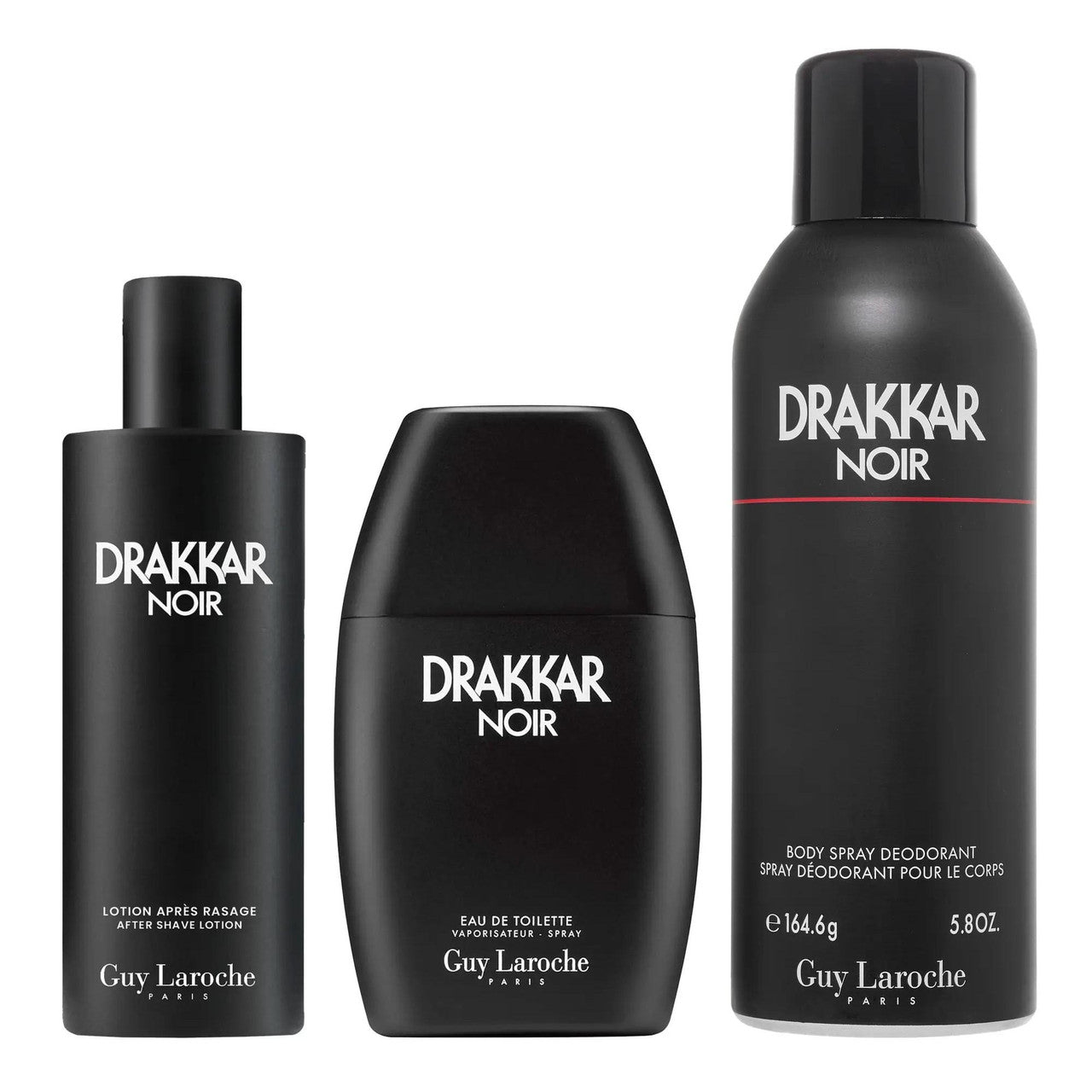 

Drakkar Noir Набор из 3 предметов для мужчин: 34 туалетная вода + 33 лосьон после бритья + 58 дезодорант-спрей Guy Laroche, прозрачный
