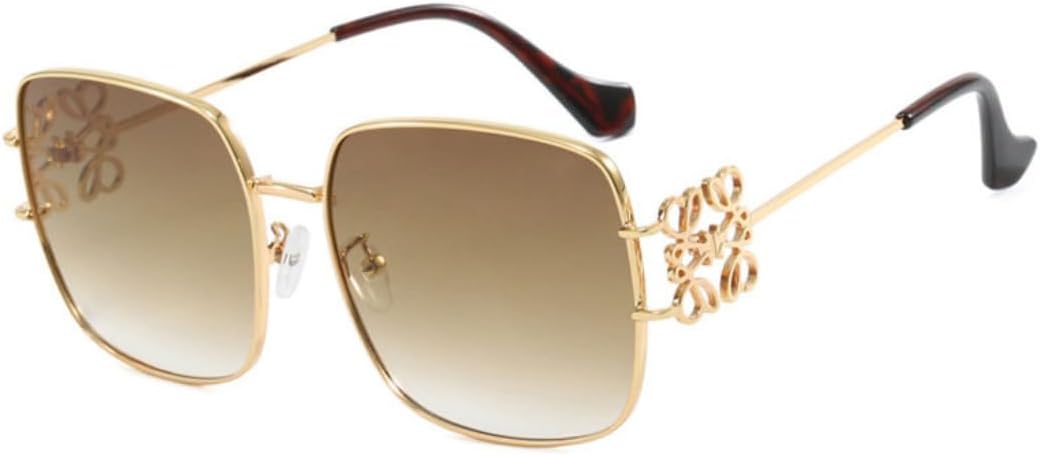 

Женские солнцезащитные очки – дизайнерские квадратные и овальные оправы, роскошные большие солнцезащитные очки с металлическим цветочным узором, защита от УФ-излучения UV400 B-Orbit-X, Gold/Light|tea