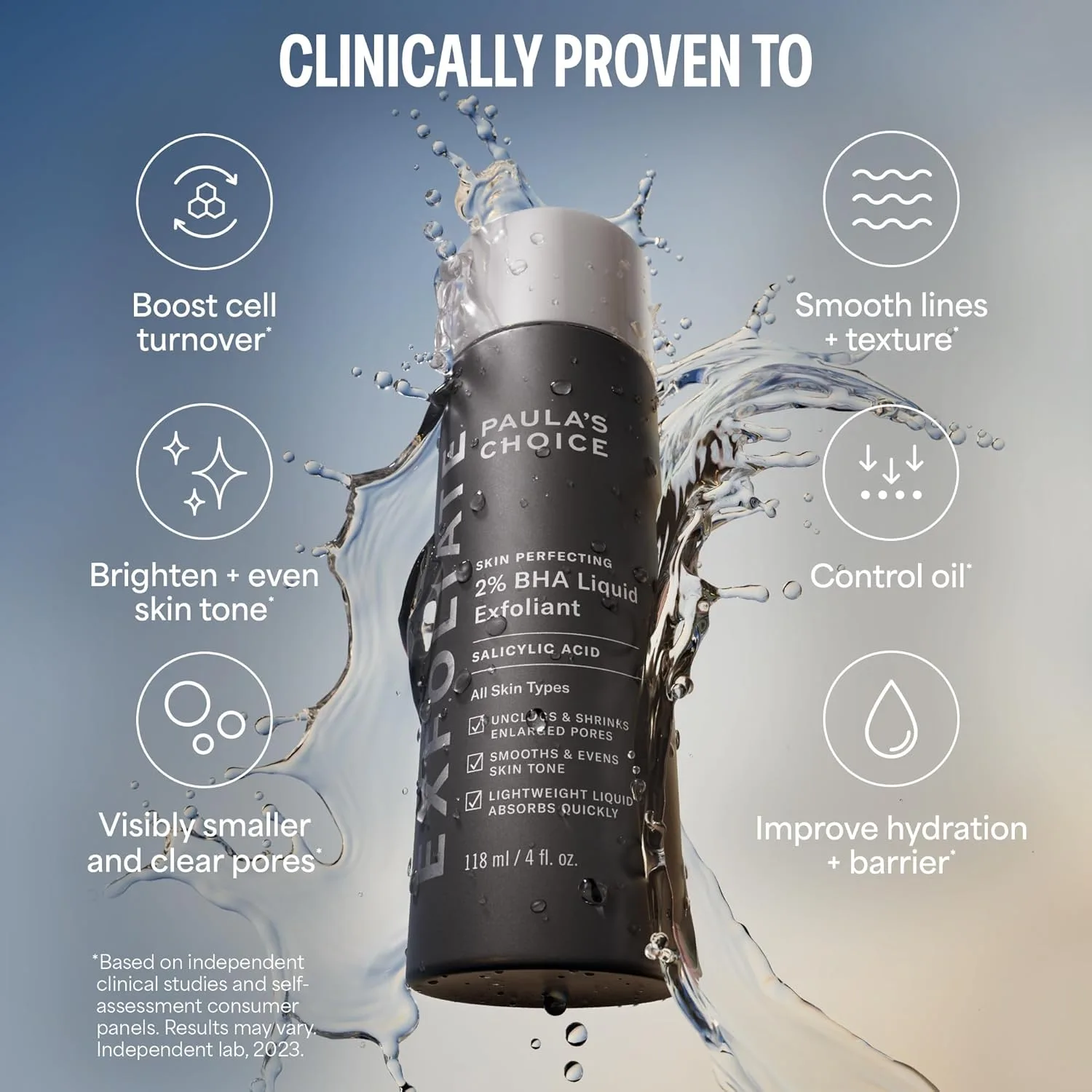 Paula's Choice SKIN PERFECTING 2% BHA жидкий эксфолиант с салициловой кислотой для пор, морщин и черных точек, без отдушки 74 мл (2 шт.) — фото 4