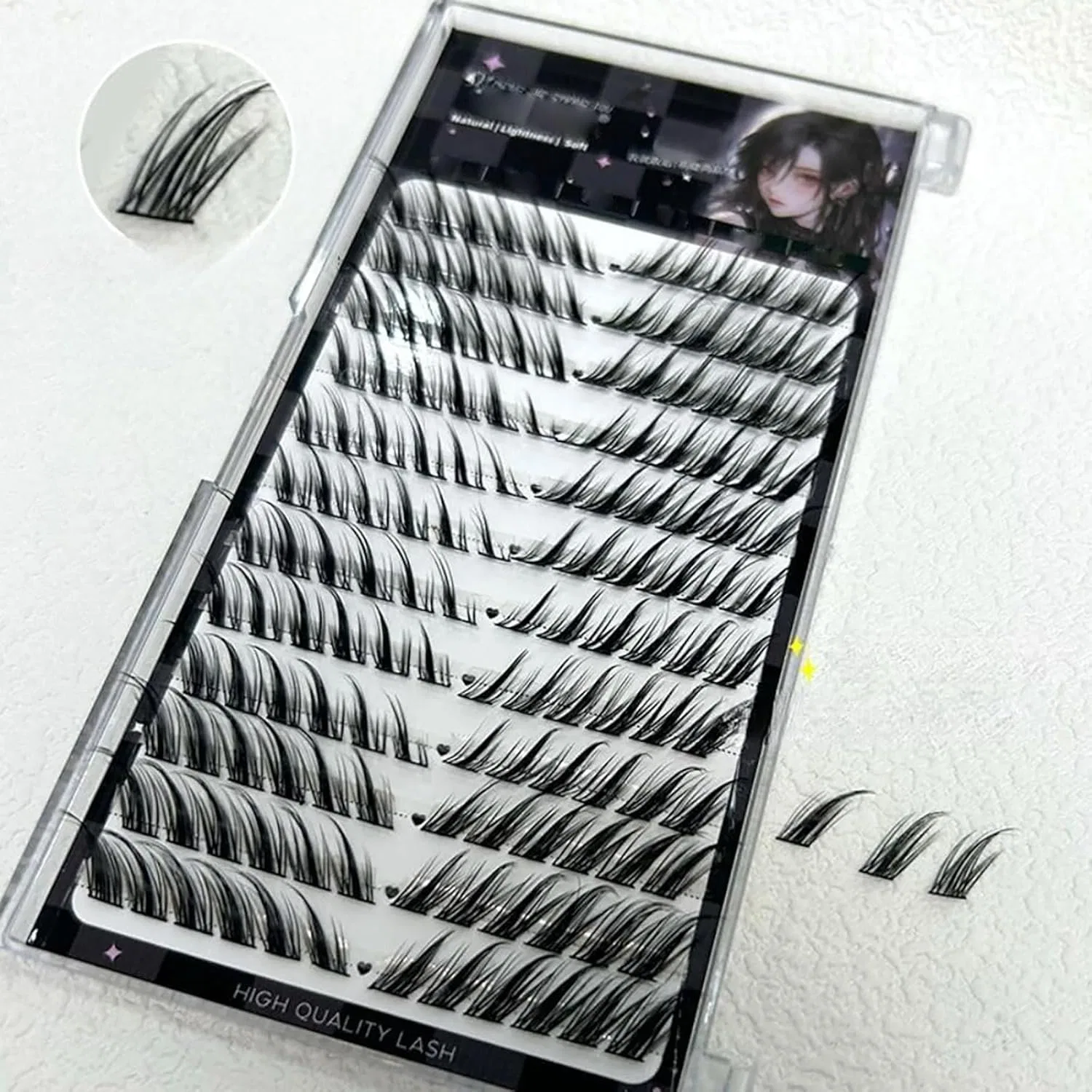 Ресницы натуральные Ultra Fine Black Eyelash Base, 12 рядов — фото 2