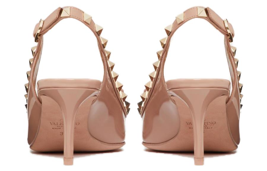 Туфли-лодочки Garavani Rockstud с бантом и заостренным носком Valentino, цвет корица розовый — фото 3