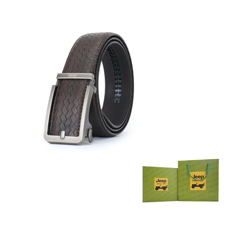 

Мужской ремень из натуральной кожи коровы, ширина 3,5 см Jeep, fashion серебро+coffee woven pattern