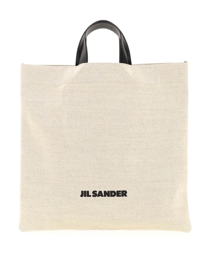 

Большая сумка с контрастным логотипом Jil Sander, бежевый