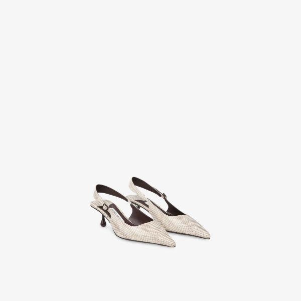Босоножки-лодочки Jimmy Choo Амел на каблуке с ремешком, бежевый — фото 4