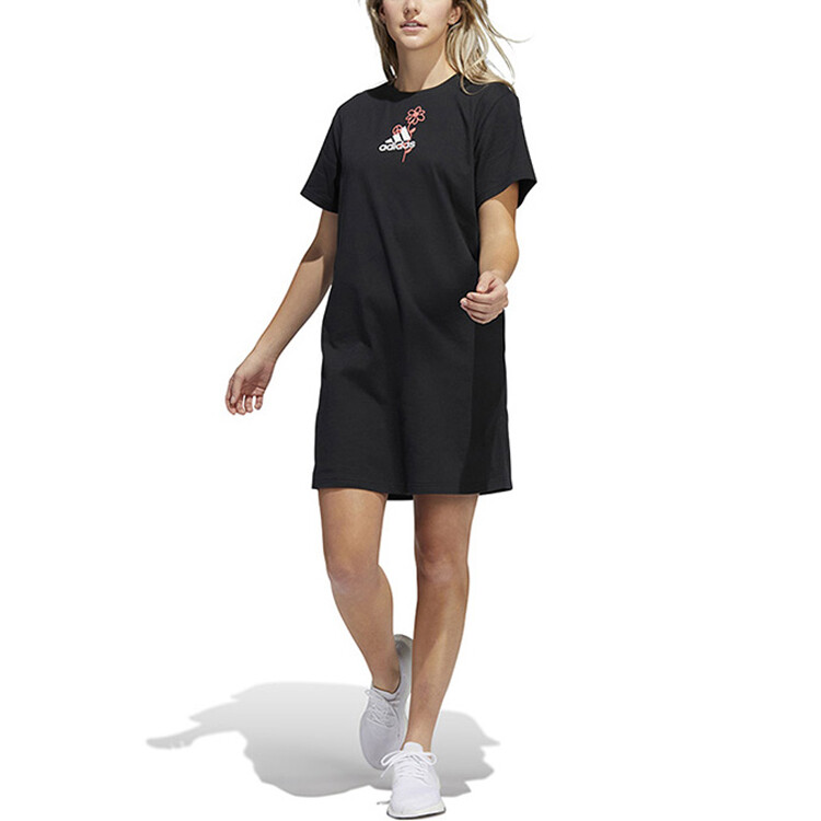 Платье с короткими рукавами женское черное Adidas — фото 2