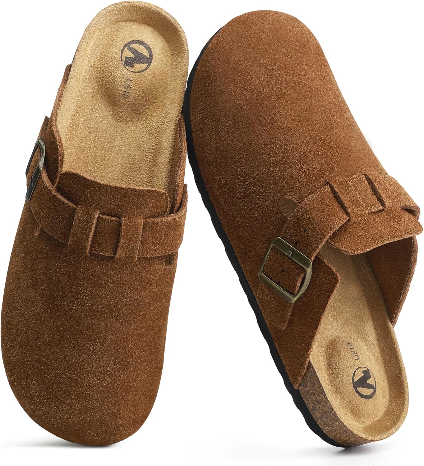 

Мужские замшевые сабо CareBey с пробковой стелькой и поддержкой свода стопы, удобные домашние тапочки на мягкой подошве, коричневый