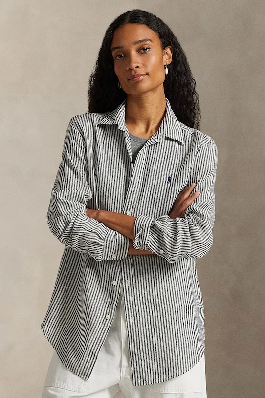 

Льняная рубашка Polo Ralph Lauren, серый