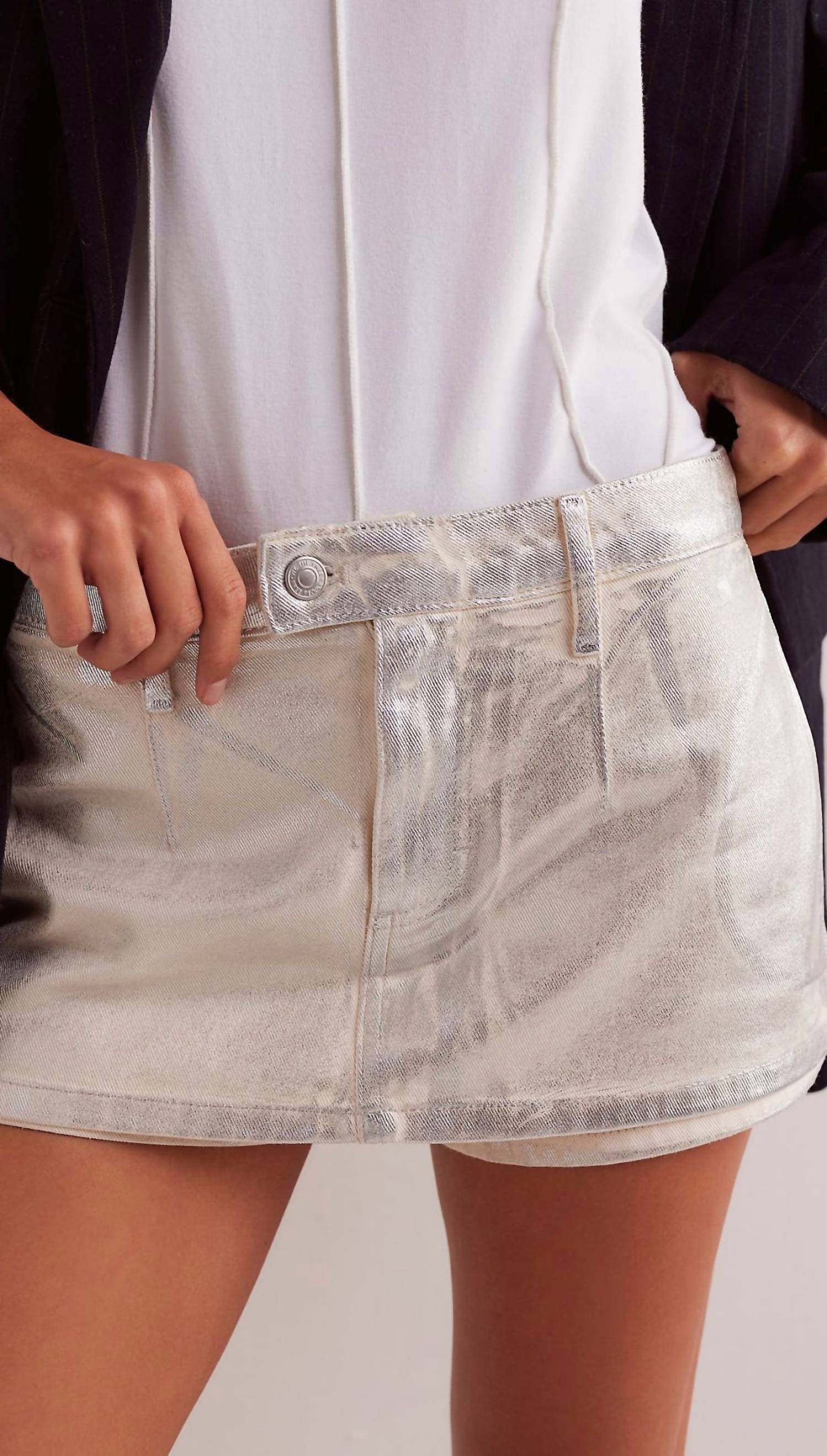 

Юбка-шорты Galivanting Metallic в серебристом цвете Free People, серебряный
