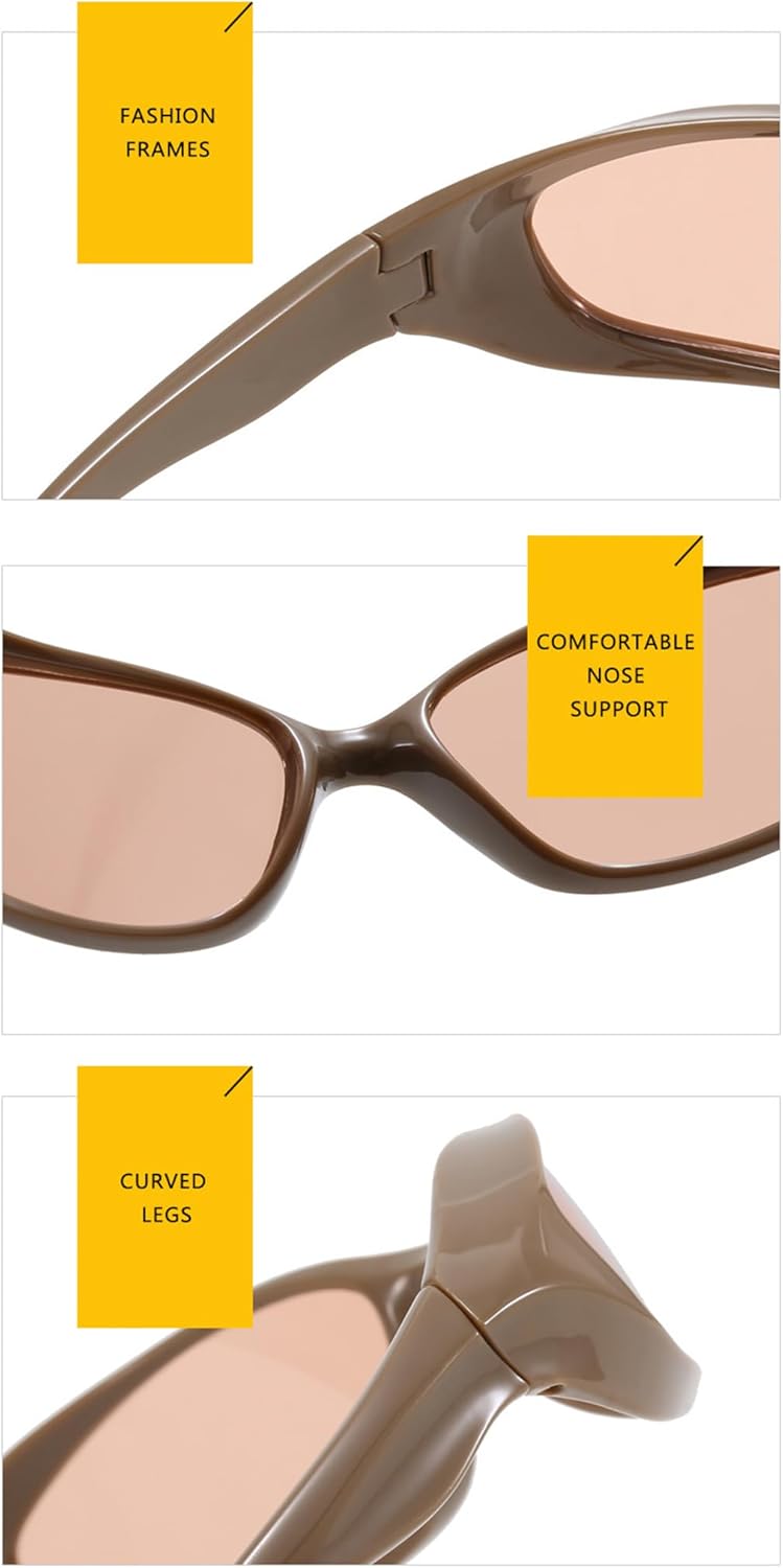 

bullabulling Модные солнцезащитные очки в стиле Y2k с обтекаемой формой для женщин. Стильные узкие овальные футуристические очки в стиле ретро 2000-х. Спортивные солнцезащитные очки, Pink